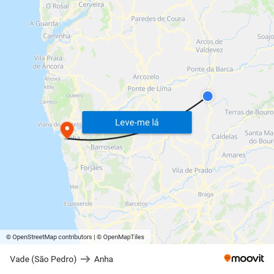 Vade (São Pedro) to Anha map