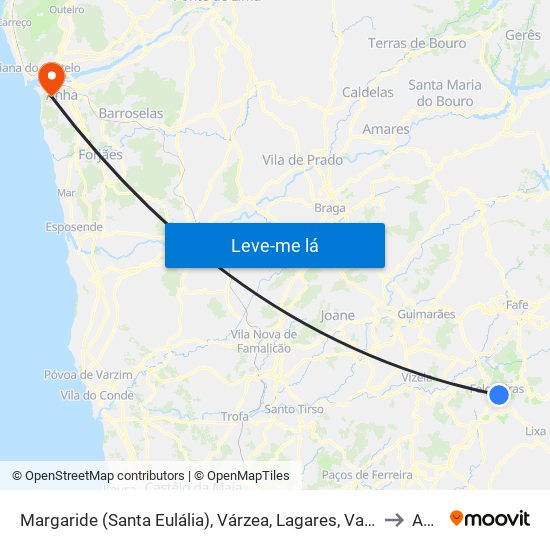 Margaride (Santa Eulália), Várzea, Lagares, Varziela e Moure to Anha map