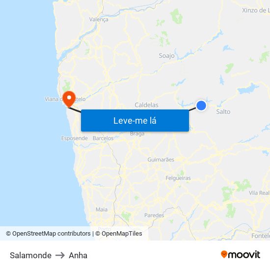 Salamonde to Anha map