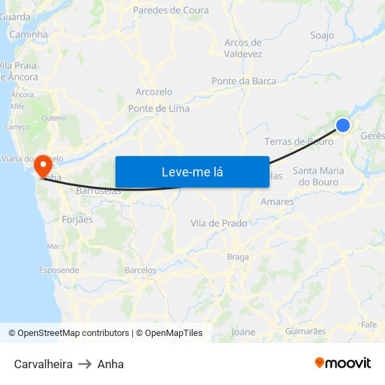 Carvalheira to Anha map