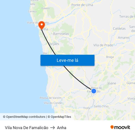 Vila Nova De Famalicão to Anha map