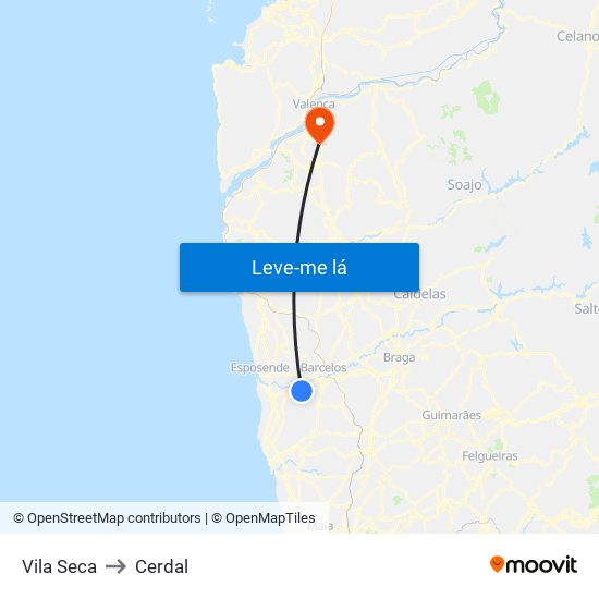 Vila Seca to Cerdal map