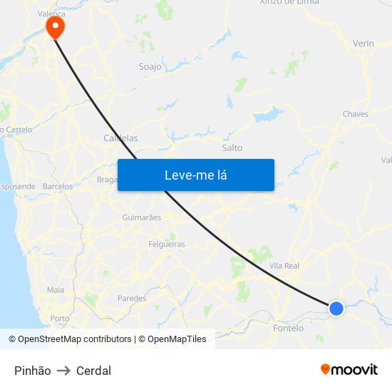 Pinhão to Cerdal map