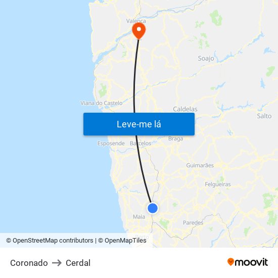 Coronado to Cerdal map
