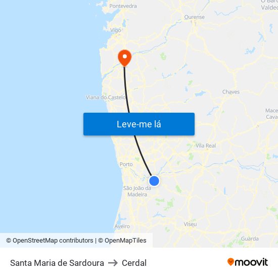 Santa Maria de Sardoura to Cerdal map