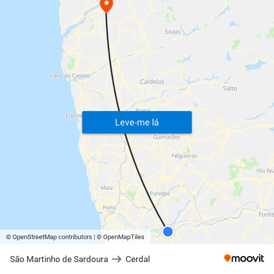 São Martinho de Sardoura to Cerdal map