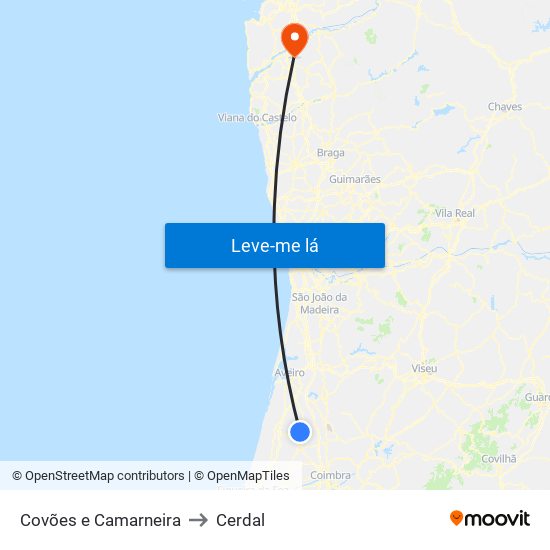 Covões e Camarneira to Cerdal map