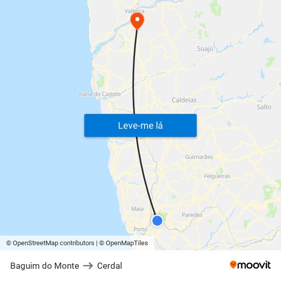 Baguim do Monte to Cerdal map