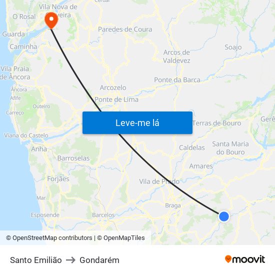 Santo Emilião to Gondarém map