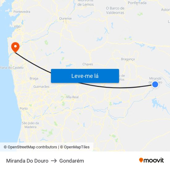 Miranda Do Douro to Gondarém map