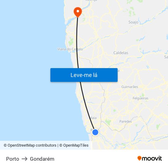 Porto to Gondarém map