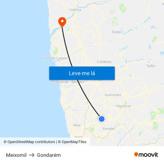 Meixomil to Gondarém map