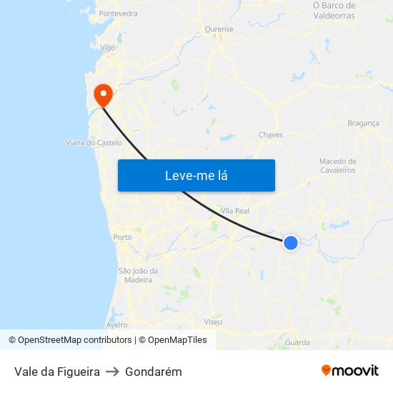 Vale da Figueira to Gondarém map