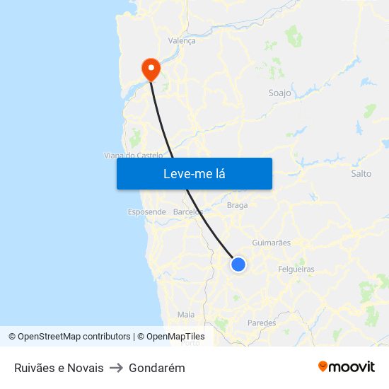 Ruivães e Novais to Gondarém map