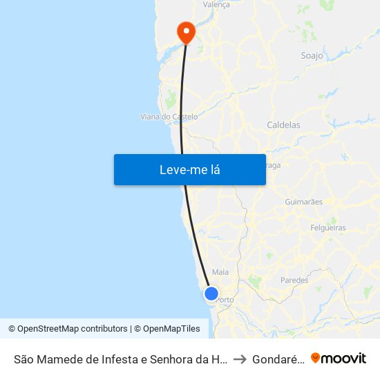 São Mamede de Infesta e Senhora da Hora to Gondarém map