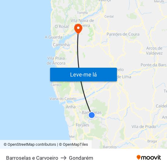 Barroselas e Carvoeiro to Gondarém map