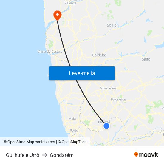 Guilhufe e Urrô to Gondarém map