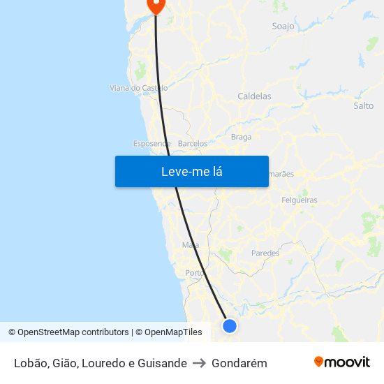 Lobão, Gião, Louredo e Guisande to Gondarém map