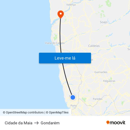 Cidade da Maia to Gondarém map