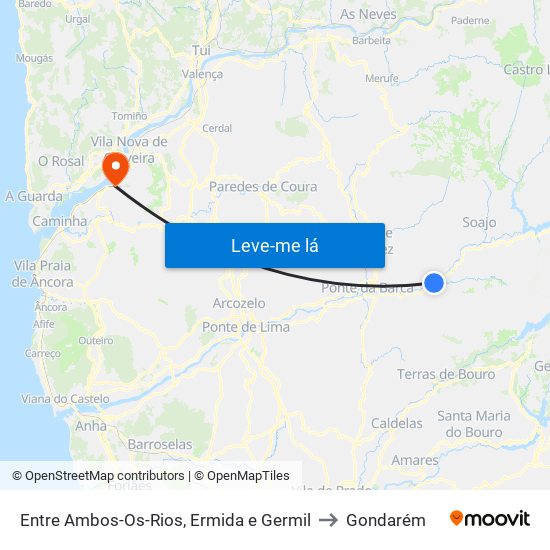 Entre Ambos-Os-Rios, Ermida e Germil to Gondarém map