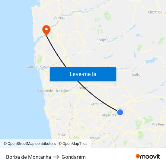 Borba de Montanha to Gondarém map