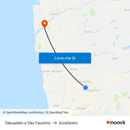 Tabuadelo e São Faustino to Gondarém map