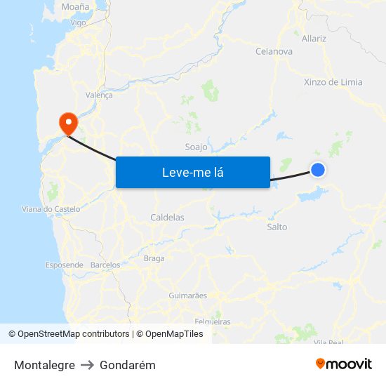 Montalegre to Gondarém map