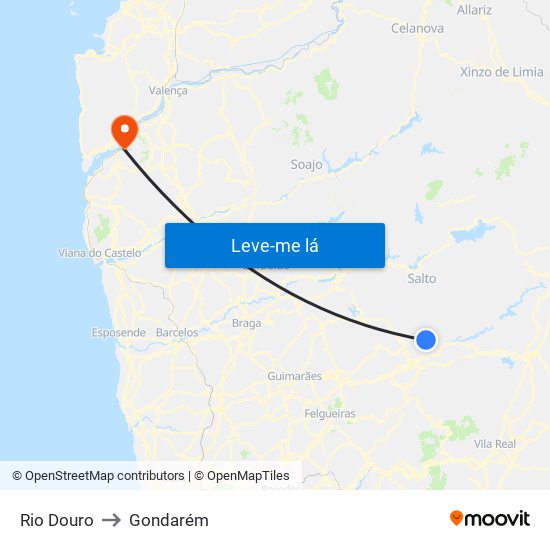 Rio Douro to Gondarém map