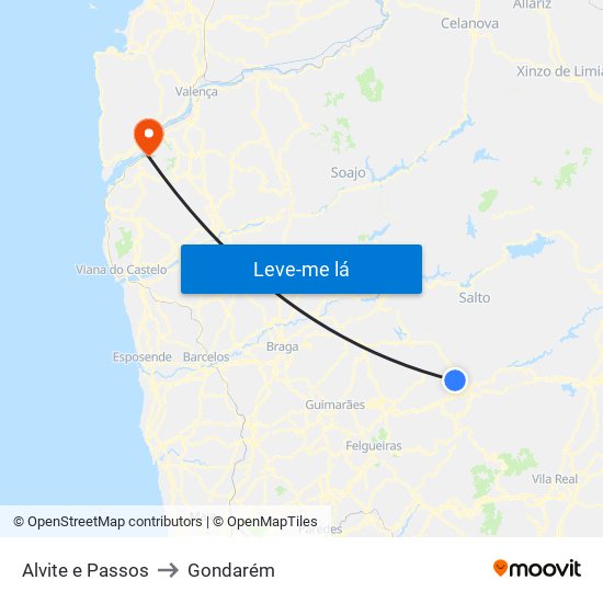 Alvite e Passos to Gondarém map