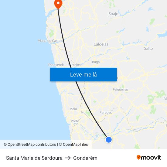 Santa Maria de Sardoura to Gondarém map