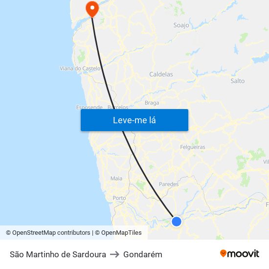 São Martinho de Sardoura to Gondarém map