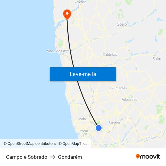 Campo e Sobrado to Gondarém map