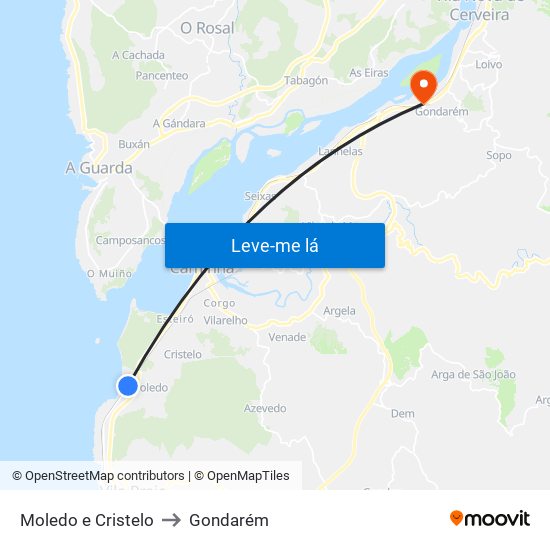 Moledo e Cristelo to Gondarém map
