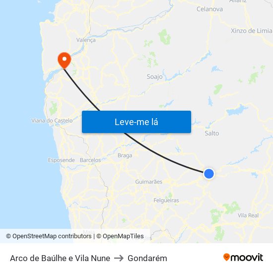 Arco de Baúlhe e Vila Nune to Gondarém map