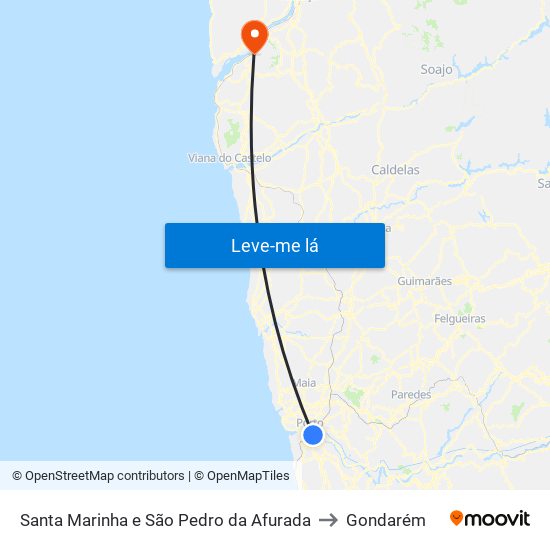 Santa Marinha e São Pedro da Afurada to Gondarém map