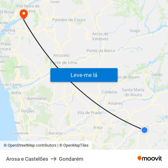 Arosa e Castelões to Gondarém map