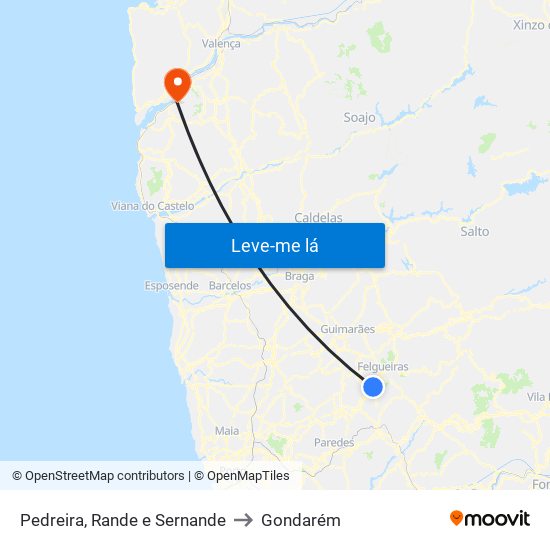 Pedreira, Rande e Sernande to Gondarém map