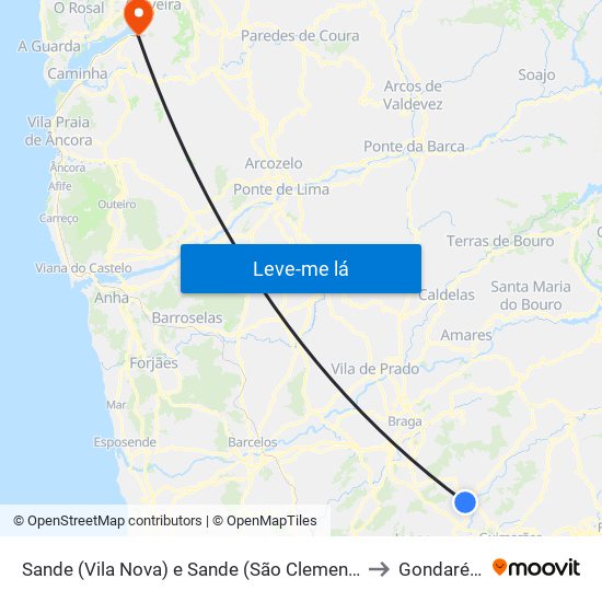 Sande (Vila Nova) e Sande (São Clemente) to Gondarém map