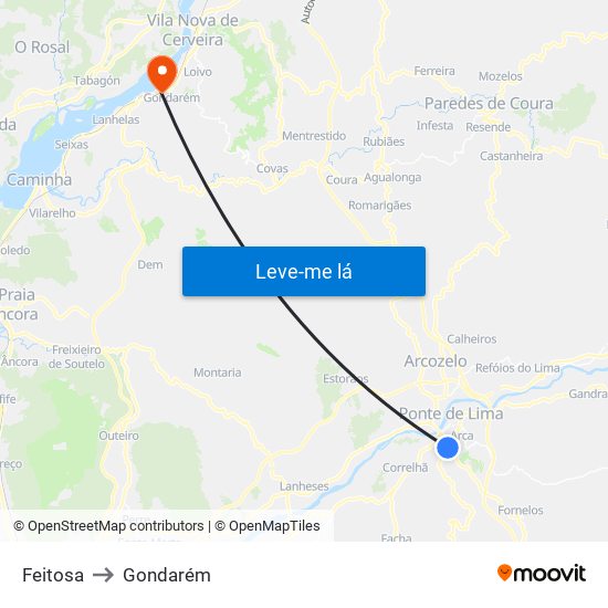 Feitosa to Gondarém map