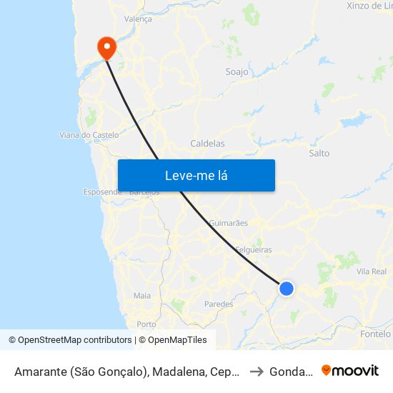 Amarante (São Gonçalo), Madalena, Cepelos e Gatão to Gondarém map