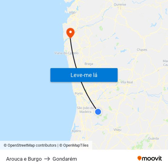 Arouca e Burgo to Gondarém map