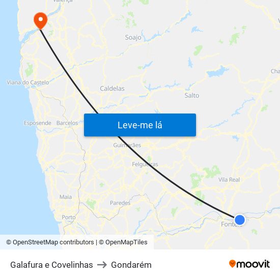 Galafura e Covelinhas to Gondarém map
