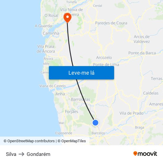 Silva to Gondarém map
