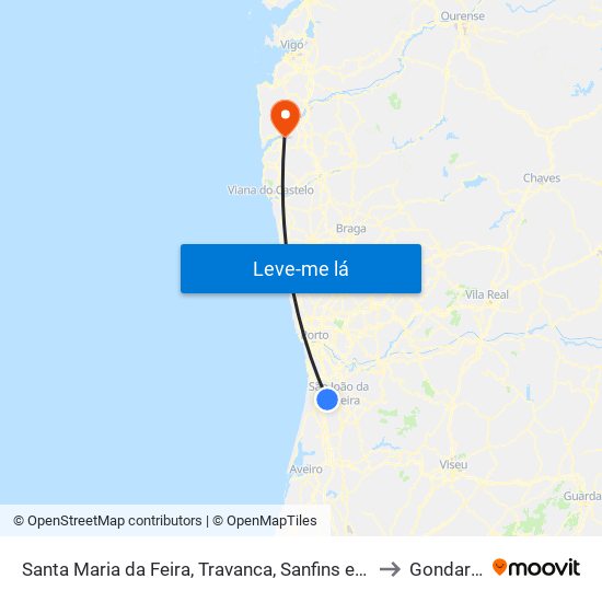 Santa Maria da Feira, Travanca, Sanfins e Espargo to Gondarém map