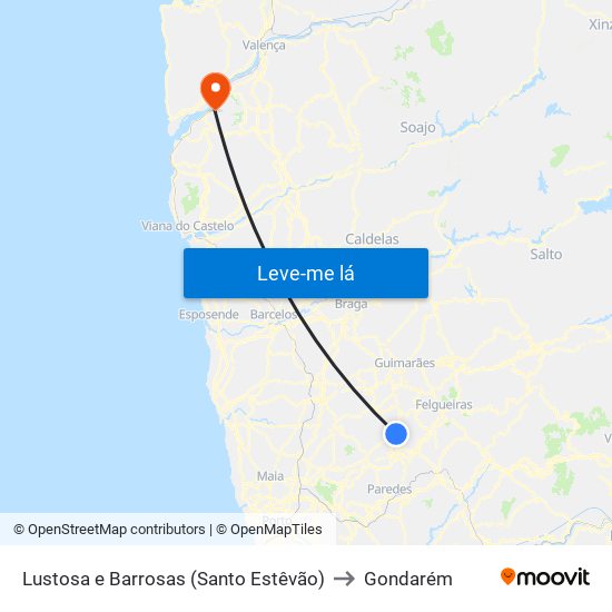 Lustosa e Barrosas (Santo Estêvão) to Gondarém map