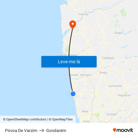 Póvoa De Varzim to Gondarém map