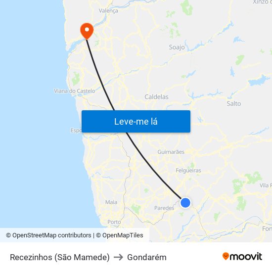 Recezinhos (São Mamede) to Gondarém map