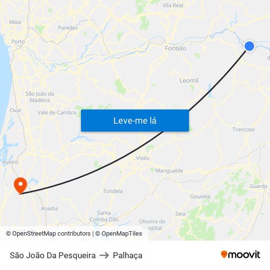 São João Da Pesqueira to Palhaça map