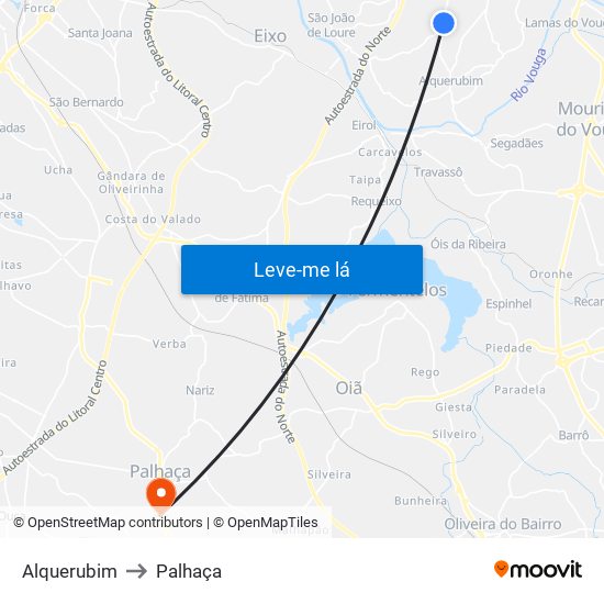 Alquerubim to Palhaça map