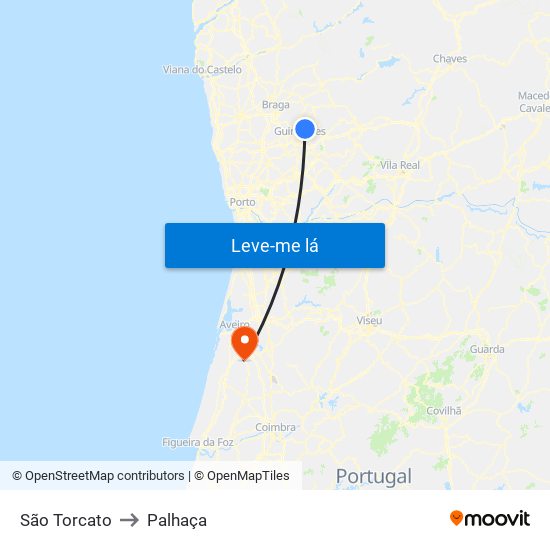 São Torcato to Palhaça map